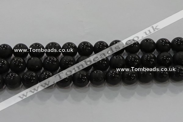 CAG8926 15.5 inches 8mm round matte black agate beads wholesale