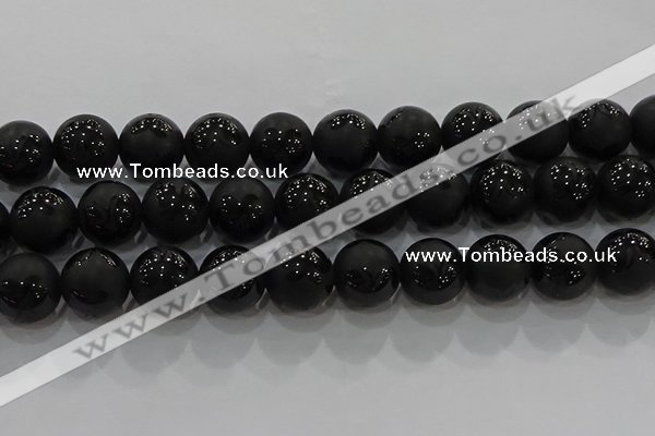 CAG8927 15.5 inches 10mm round matte black agate beads wholesale