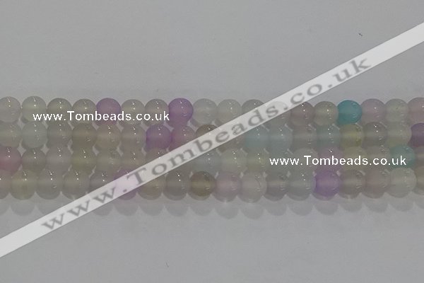 CAG8931 15.5 inches 6mm round matte colorful agate beads wholesale