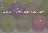 CAG8933 15.5 inches 10mm round matte colorful agate beads wholesale