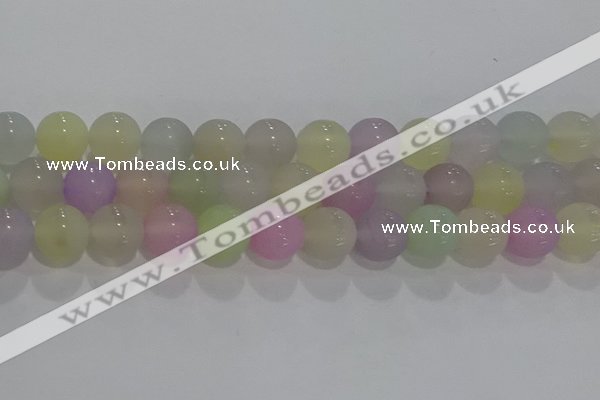 CAG8933 15.5 inches 10mm round matte colorful agate beads wholesale