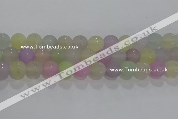 CAG8934 15.5 inches 12mm round matte colorful agate beads wholesale