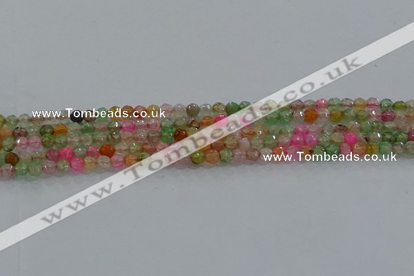 CAG8938 15.5 inches 4mm faceted round fire crackle agate beads