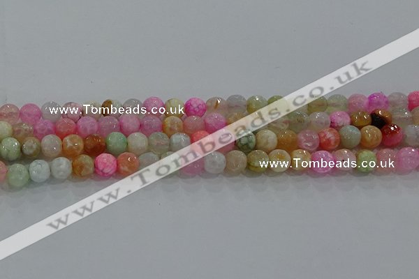 CAG8948 15.5 inches 6mm faceted round fire crackle agate beads