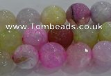 CAG8949 15.5 inches 8mm faceted round fire crackle agate beads