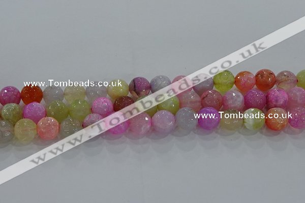 CAG8949 15.5 inches 8mm faceted round fire crackle agate beads