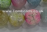 CAG8952 15.5 inches 14mm faceted round fire crackle agate beads