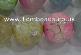 CAG8953 15.5 inches 16mm faceted round fire crackle agate beads