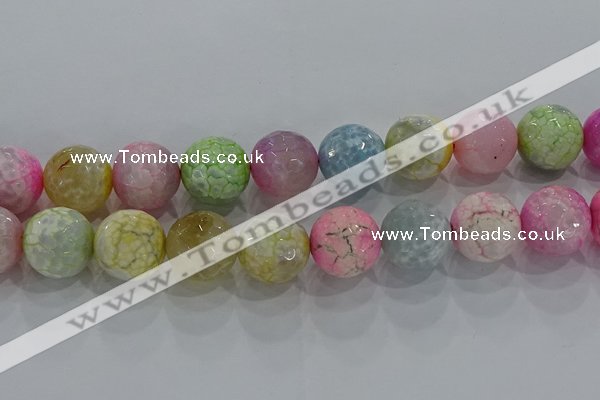 CAG8953 15.5 inches 16mm faceted round fire crackle agate beads