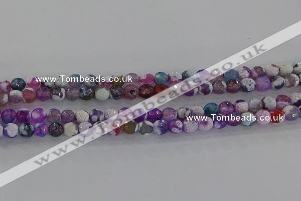 CAG8955 15.5 inches 6mm faceted round fire crackle agate beads