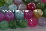 CAG8956 15.5 inches 8mm faceted round fire crackle agate beads