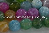 CAG8957 15.5 inches 10mm faceted round fire crackle agate beads