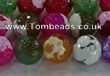 CAG8958 15.5 inches 12mm faceted round fire crackle agate beads