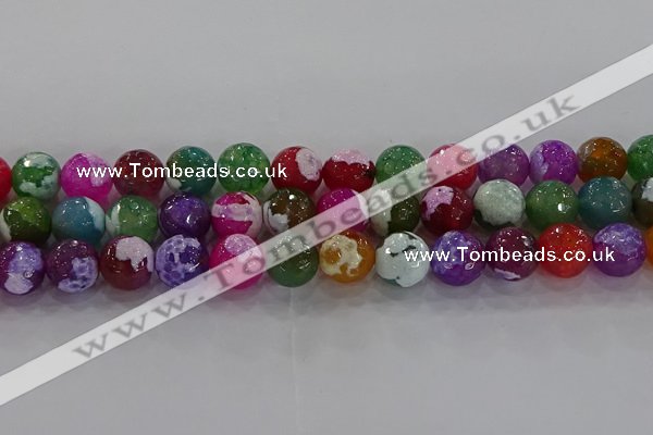 CAG8958 15.5 inches 12mm faceted round fire crackle agate beads