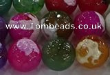 CAG8959 15.5 inches 14mm faceted round fire crackle agate beads