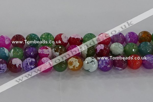 CAG8959 15.5 inches 14mm faceted round fire crackle agate beads