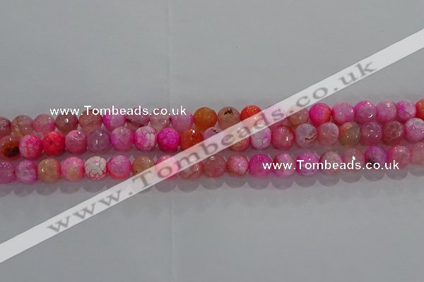 CAG8962 15.5 inches 4mm faceted round fire crackle agate beads