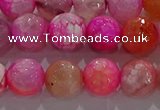 CAG8964 15.5 inches 8mm faceted round fire crackle agate beads