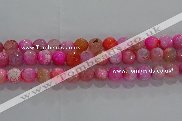 CAG8965 15.5 inches 10mm faceted round fire crackle agate beads