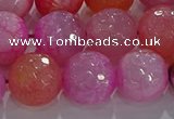 CAG8967 15.5 inches 14mm faceted round fire crackle agate beads