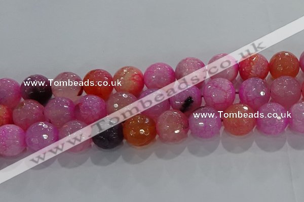 CAG8968 15.5 inches 16mm faceted round fire crackle agate beads