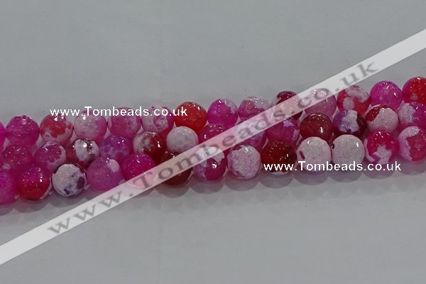 CAG8974 15.5 inches 12mm faceted round fire crackle agate beads