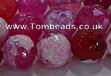 CAG8976 15.5 inches 16mm faceted round fire crackle agate beads