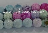 CAG8978 15.5 inches 4mm faceted round fire crackle agate beads