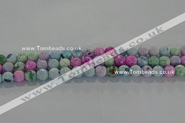 CAG8978 15.5 inches 4mm faceted round fire crackle agate beads