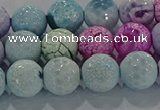 CAG8980 15.5 inches 8mm faceted round fire crackle agate beads