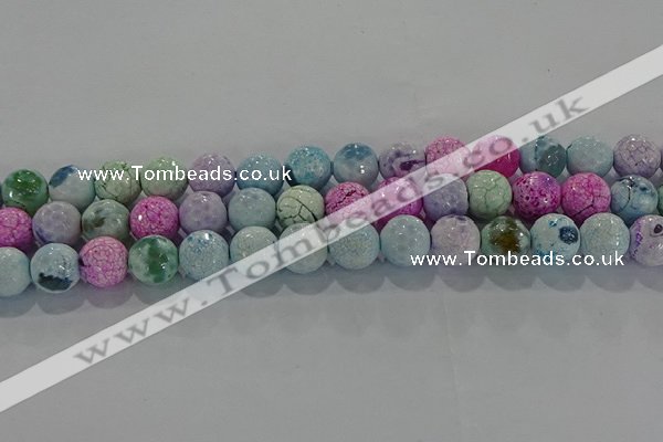 CAG8980 15.5 inches 8mm faceted round fire crackle agate beads