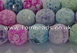 CAG8981 15.5 inches 10mm faceted round fire crackle agate beads