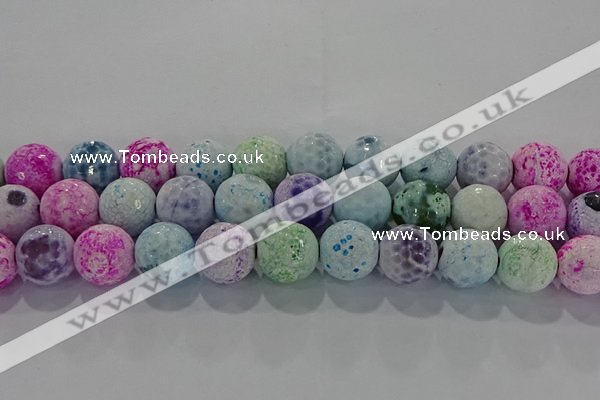 CAG8984 15.5 inches 16mm faceted round fire crackle agate beads