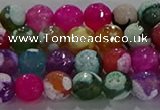 CAG8987 15.5 inches 6mm faceted round fire crackle agate beads
