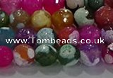 CAG8988 15.5 inches 8mm faceted round fire crackle agate beads