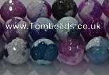 CAG8989 15.5 inches 10mm faceted round fire crackle agate beads