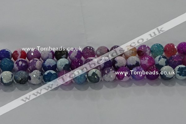 CAG8989 15.5 inches 10mm faceted round fire crackle agate beads