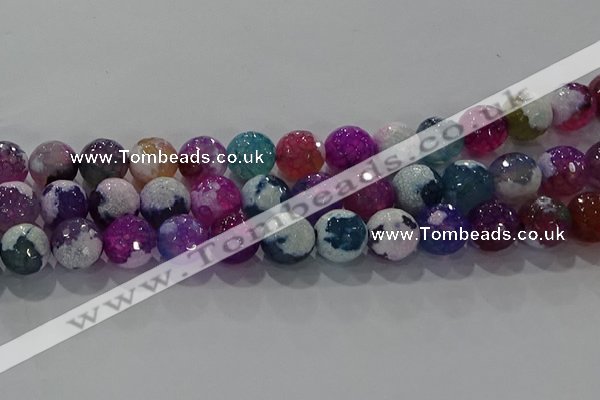 CAG8992 15.5 inches 16mm faceted round fire crackle agate beads