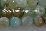 CAG8995 15.5 inches 8mm faceted round fire crackle agate beads