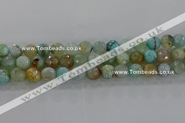 CAG8995 15.5 inches 8mm faceted round fire crackle agate beads