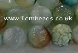 CAG8998 15.5 inches 14mm faceted round fire crackle agate beads