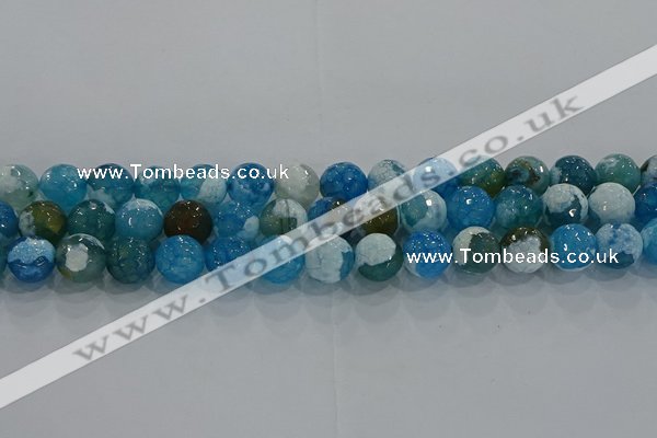 CAG9001 15.5 inches 8mm faceted round fire crackle agate beads