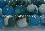 CAG9003 15.5 inches 12mm faceted round fire crackle agate beads