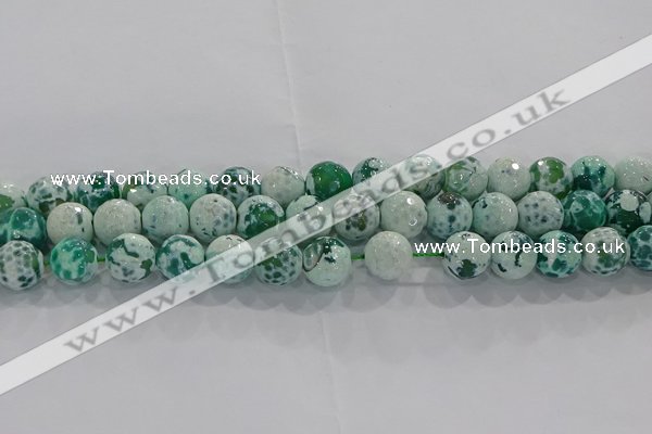 CAG9009 15.5 inches 10mm faceted round fire crackle agate beads