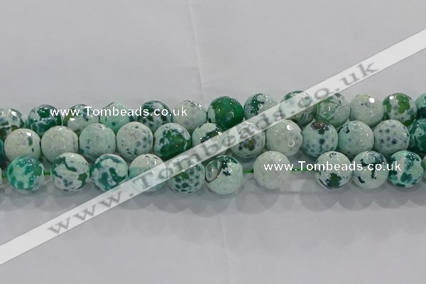 CAG9010 15.5 inches 12mm faceted round fire crackle agate beads