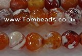 CAG9016 15.5 inches 10mm faceted round fire crackle agate beads