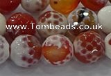 CAG9017 15.5 inches 12mm faceted round fire crackle agate beads