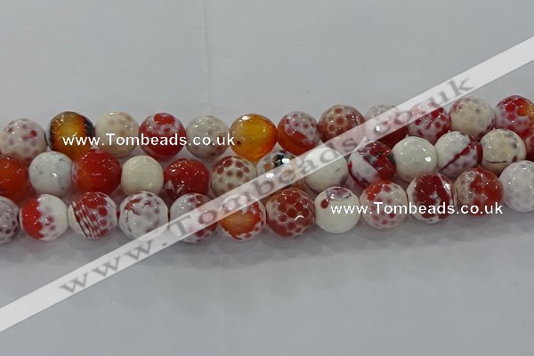 CAG9017 15.5 inches 12mm faceted round fire crackle agate beads