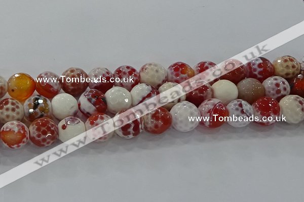 CAG9019 15.5 inches 16mm faceted round fire crackle agate beads