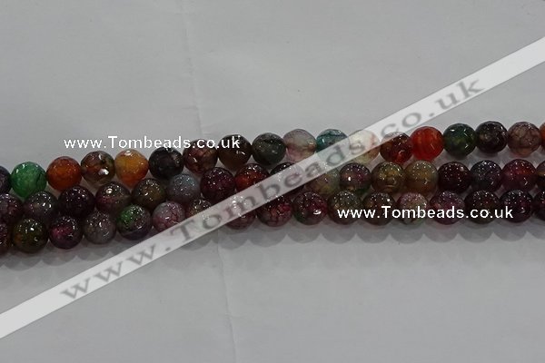 CAG9021 15.5 inches 6mm faceted round fire crackle agate beads